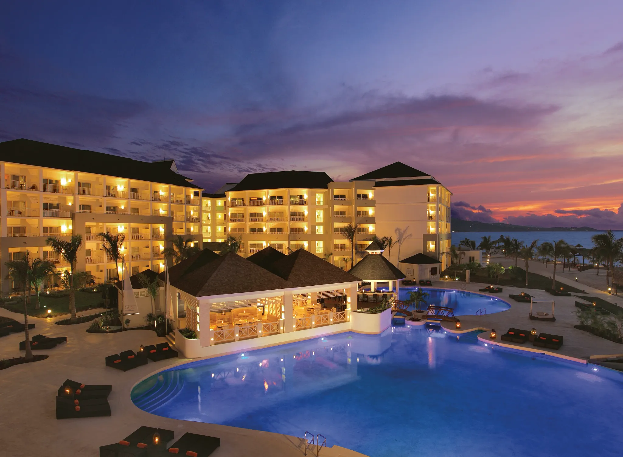 Secrets St. James Montego Bay beachfront at night