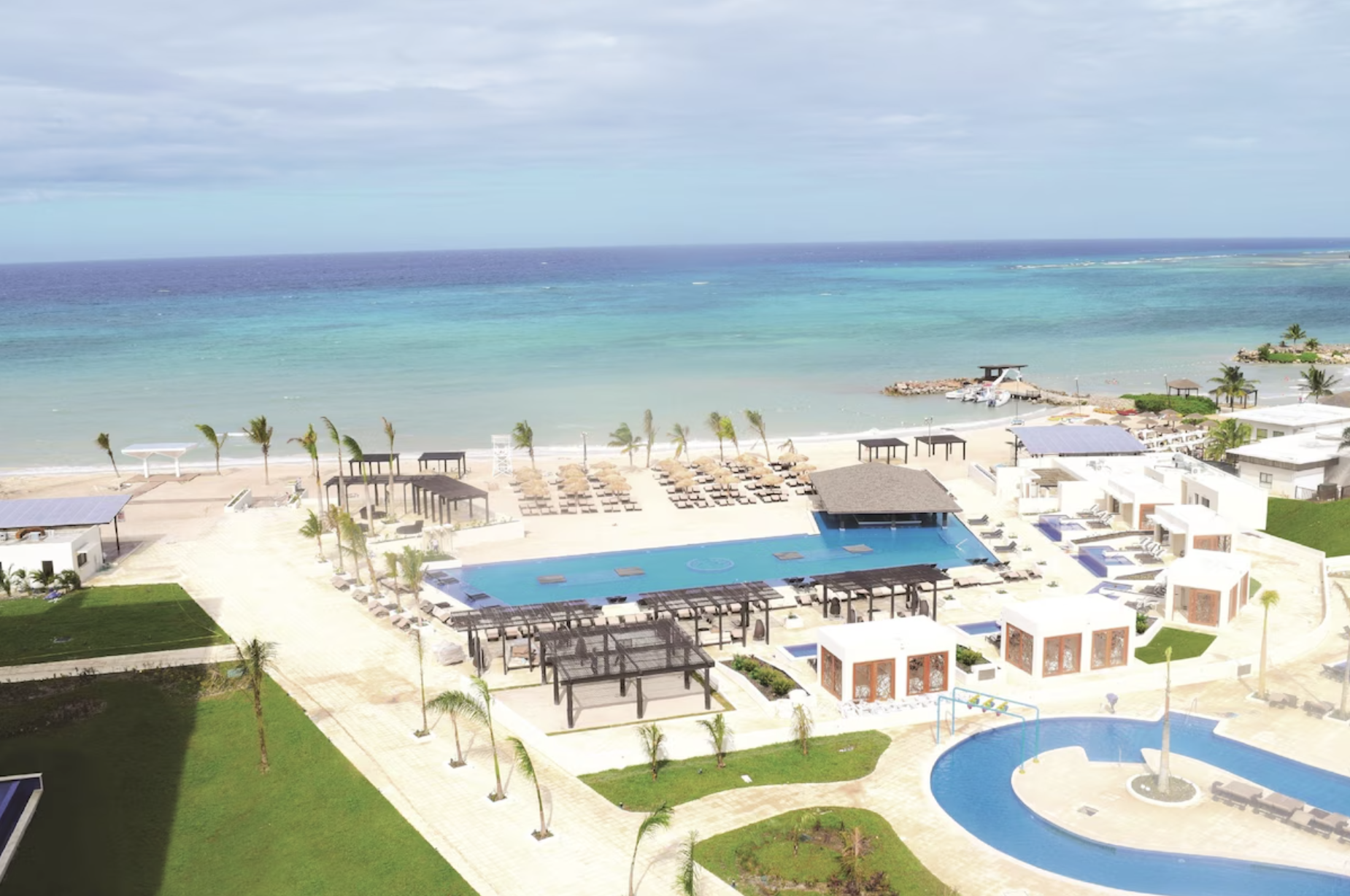 Royalton Blue Waters beachfront at sunset