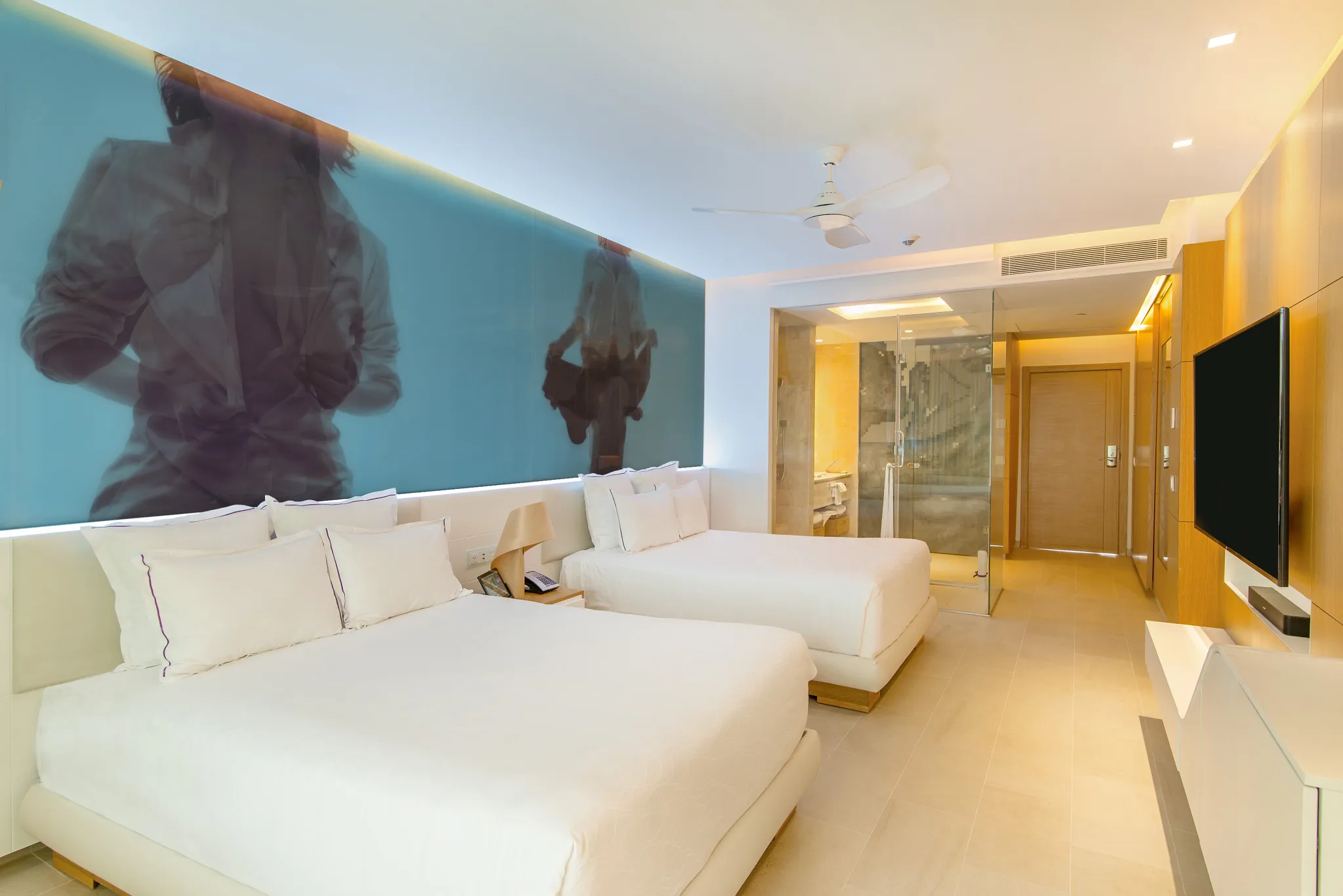 Xhale Club Junior Suite Swim Out king room at Breathless Montego Bay with contemporary décor and direct access to private swim-out pool.