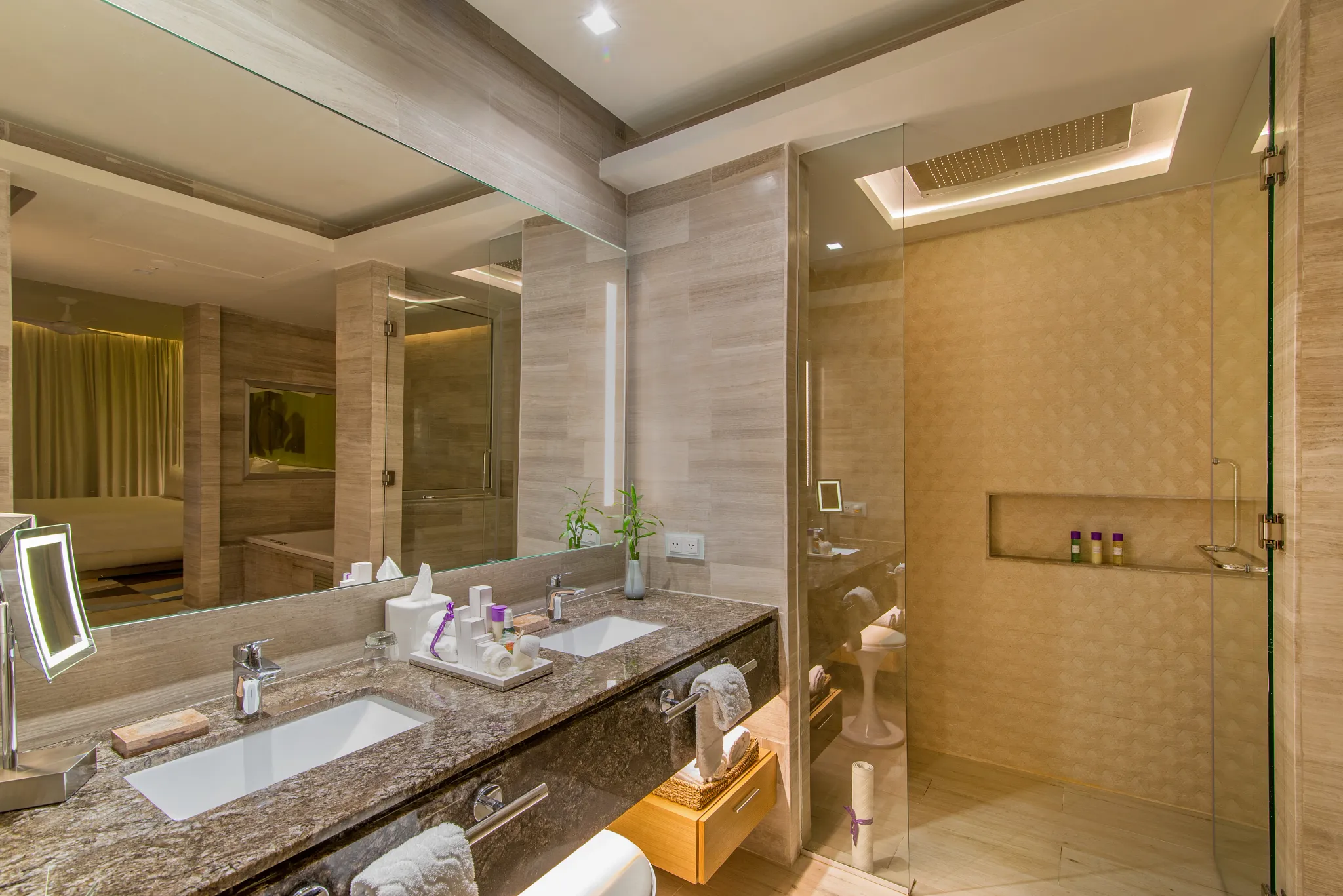 Luxury double-vanity bathroom in the Xhale Club Presidential Suite at Breathless Montego Bay.