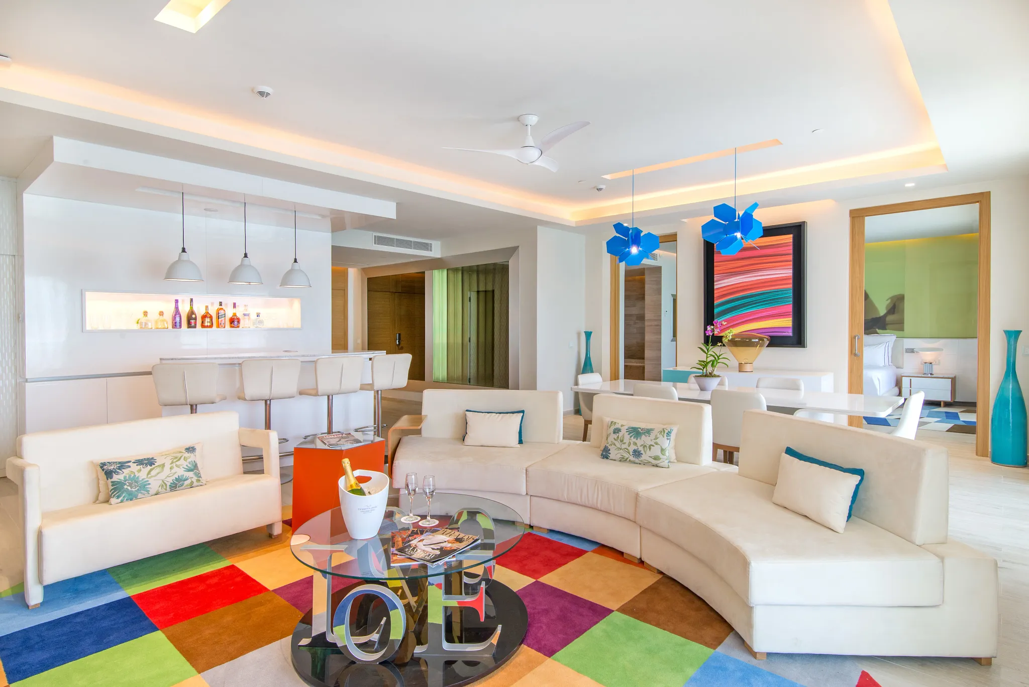 Luxury living room of the Xhale Club Presidential Suite at Breathless Montego Bay.